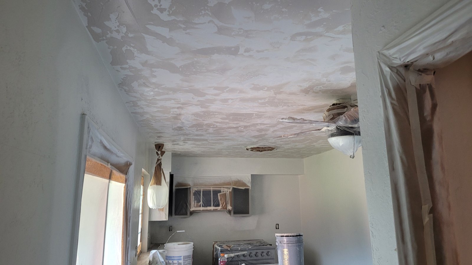 Finished drywall with smooth finish ready for paint